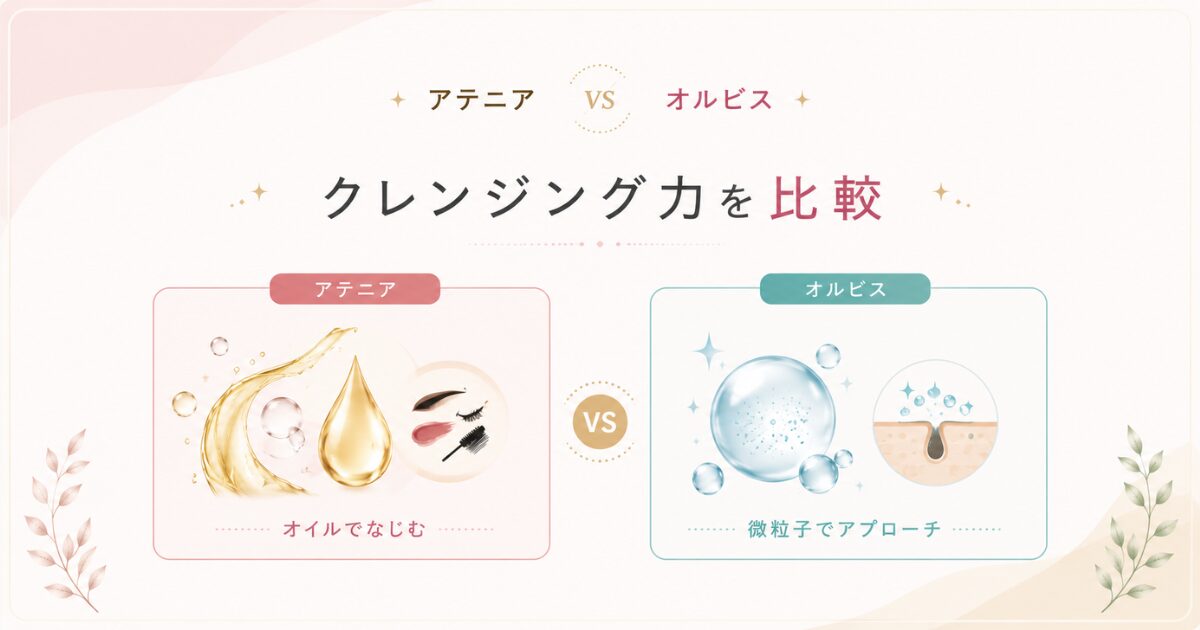 アテニアとオルビスのクレンジング力を比較したイメージ