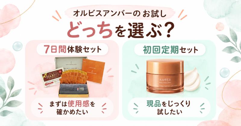 オルビスアンバーのお試しはどっちを選ぶ 7日間体験セットと初回定期セット