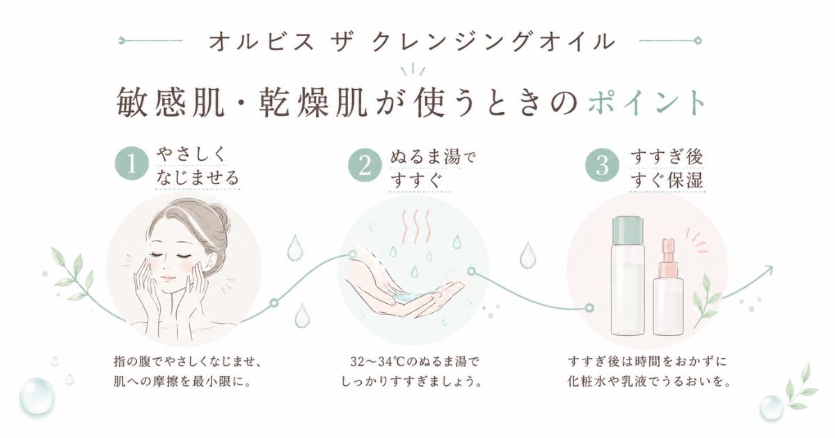 オルビス ザ クレンジングオイル 敏感肌・乾燥肌の使い方のポイント